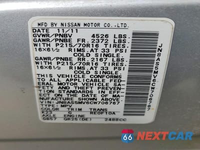 Zdjęcie 13 z 13 samochodu: 2012 NISSAN ROGUE S VIN:JN8AS5MV6CW706767 - miniatura