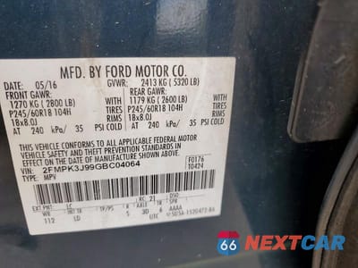 Zdjęcie 13 z 13 samochodu: 2016 FORD EDGE SEL VIN:2FMPK3J99GBC04064 - miniatura