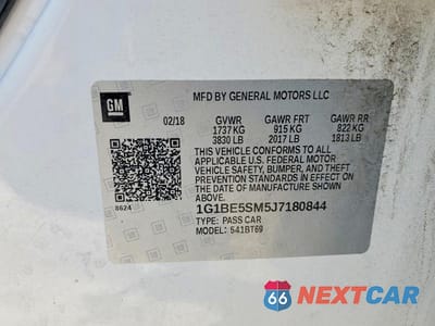 Zdjęcie 12 z 12 samochodu: 2018 CHEVROLET CRUZE LT VIN:1G1BE5SM5J7180844 - miniatura