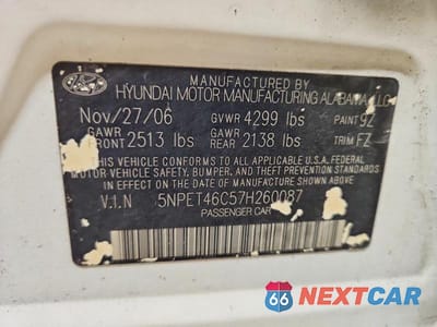 Zdjęcie 13 z 13 samochodu: 2007 HYUNDAI SONATA GLS VIN:5NPET46C57H260087 - miniatura