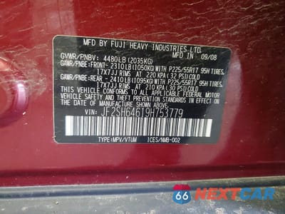 Zdjęcie 14 z 14 samochodu: 2009 SUBARU FORESTER 2.5X LIMITED VIN:JF2SH64619H753779 - miniatura