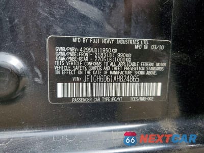 Zdjęcie 13 z 13 samochodu: 2010 SUBARU IMPREZA OUTBACK SPORT VIN:JF1GH6D61AH824865 - miniatura