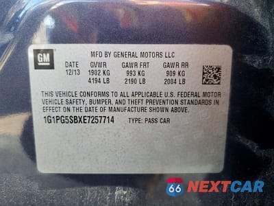 Zdjęcie 13 z 13 samochodu: 2014 CHEVROLET CRUZE LTZ VIN:1G1PG5SBXE7257714 - miniatura
