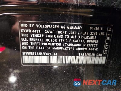 Zdjęcie 13 z 13 samochodu: 2015 VOLKSWAGEN CC SPORT VIN:WVWBP7AN6FE820344 - miniatura