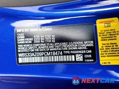 Zdjęcie 12 z 12 samochodu: 2023 BMW M4 COMPETITION VIN:WBS33AZ09PCM18474 - miniatura