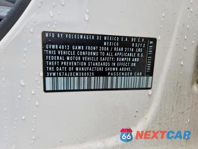 Zdjęcie 12 z 12 samochodu: 2012 VOLKSWAGEN JETTA BASE VIN:3VW1K7AJXCM386925 - miniatura