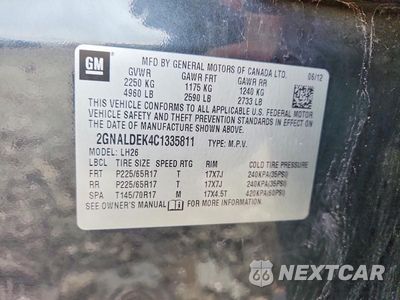 Zdjęcie 14 z 14 samochodu: 2012 CHEVROLET EQUINOX LT VIN:2GNALDEK4C1335811 - miniatura