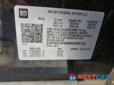 Zdjęcie 13 z 13 samochodu: 2024 CHEVROLET TAHOE K1500 PREMIER VIN:1GNSKSKD6RR299718 - miniatura
