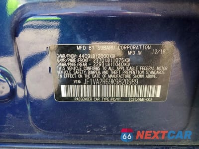 Zdjęcie 12 z 12 samochodu: 2019 SUBARU WRX STI VIN:JF1VA2R69K9820989 - miniatura