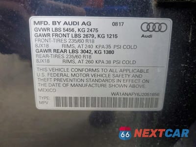 Zdjęcie 13 z 13 samochodu: 2018 AUDI Q5 PREMIUM VIN:WA1ANAFY6J2051656 - miniatura