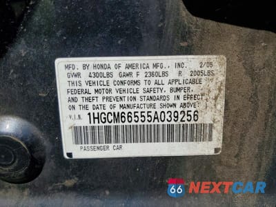 Zdjęcie 12 z 12 samochodu: 2005 HONDA ACCORD EX VIN:1HGCM66555A039256 - miniatura
