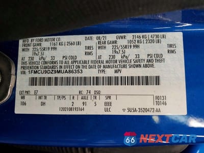 Zdjęcie 14 z 14 samochodu: 2021 FORD ESCAPE TITANIUM VIN:1FMCU9DZ9MUA86353 - miniatura