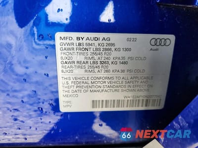 Zdjęcie 14 z 14 samochodu: 2022 AUDI Q5 E PREMIUM PLUS 55 VIN:WA1E2AFY0N2077542 - miniatura