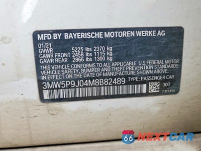 Zdjęcie 12 z 12 samochodu: 2021 BMW 330XE VIN:3MW5P9J04M8B82489 - miniatura