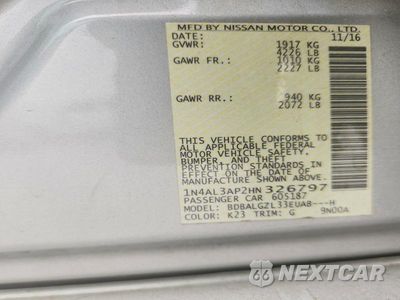 Zdjęcie 13 z 13 samochodu: 2017 NISSAN ALTIMA 2.5 S VIN:1N4AL3AP2HN326797 - miniatura