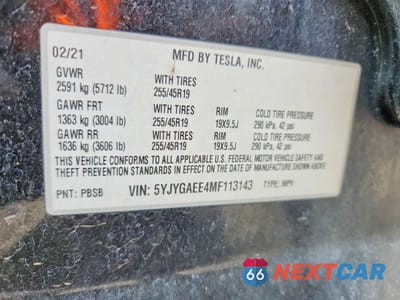 Zdjęcie 13 z 13 samochodu: 2021 TESLA MODEL Y VIN:5YJYGAEE4MF113143 - miniatura