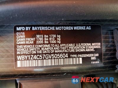 Zdjęcie 12 z 12 samochodu: 2016 BMW I3 REX VIN:WBY1Z4C57GV505604 - miniatura