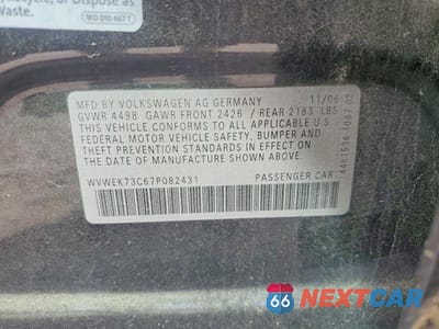 Zdjęcie 12 z 12 samochodu: 2007 VOLKSWAGEN PASSAT 2.0T LUXURY LEATHER VIN:WVWEK73C67P082431 - miniatura