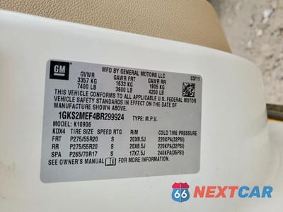 Zdjęcie 13 z 13 samochodu: 2011 GMC YUKON XL DENALI VIN:1GKS2MEF4BR299924 - miniatura