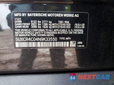 Zdjęcie 13 z 13 samochodu: 2022 BMW X5 VIN:5UXCR4C04N9K33550 - miniatura