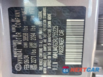 Zdjęcie 12 z 12 samochodu: 2024 HYUNDAI ELANTRA SEL VIN:KMHLM4DG3RU755225 - miniatura