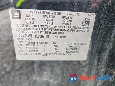 Zdjęcie 14 z 14 samochodu: 2014 GMC TERRAIN SLE VIN:2GKFLWEK1E6309199 - miniatura