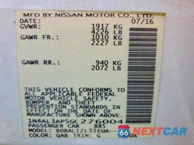 Zdjęcie 13 z 13 samochodu: 2016 NISSAN ALTIMA 2.5 SV VIN:1N4AL3AP5GC276004 - miniatura
