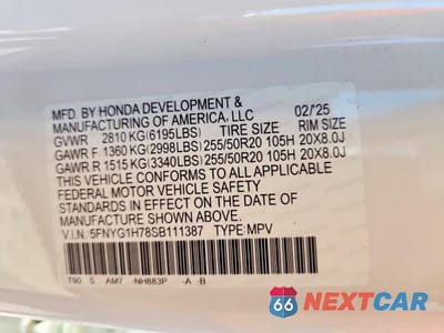 Zdjęcie 13 z 13 samochodu: 2025 HONDA PILOT TOURING VIN:5FNYG1H78SB111387 - miniatura