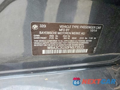 Zdjęcie 12 z 12 samochodu: 2015 BMW 320 I XDRIVE VIN:WBA3C3G50FNS73522 - miniatura