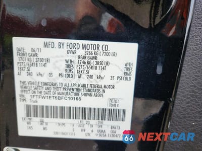 Zdjęcie 12 z 12 samochodu: 2011 FORD F150 SUPERCREW VIN:1FTFW1ET6BFC10166 - miniatura