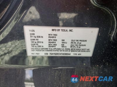 Zdjęcie 12 z 12 samochodu: 2026 TESLA MODEL Y VIN:7SAYGDEE4TA598044 - miniatura