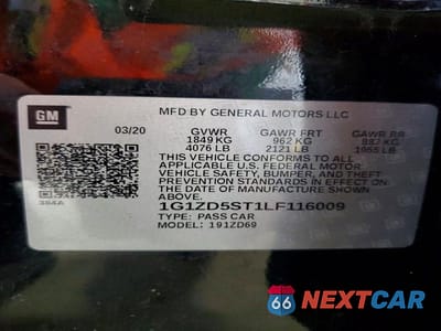 Zdjęcie 12 z 12 samochodu: 2020 CHEVROLET MALIBU LT VIN:1G1ZD5ST1LF116009 - miniatura