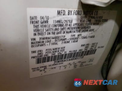 Zdjęcie 13 z 13 samochodu: 2010 FORD FLEX SEL VIN:2FMHK6CC6ABD01759 - miniatura