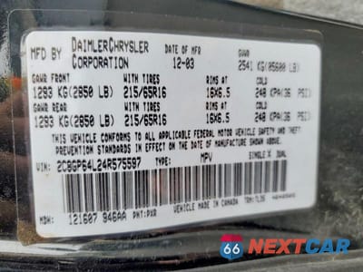 Zdjęcie 13 z 13 samochodu: 2004 CHRYSLER TOWN & COUNTRY LIMITED VIN:2C8GP64L24R575597 - miniatura