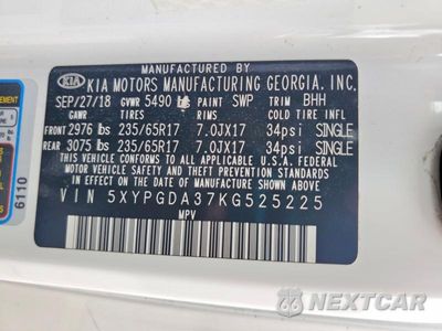 Zdjęcie 13 z 13 samochodu: 2019 KIA SORENTO LX VIN:5XYPGDA37KG525225 - miniatura