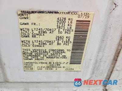 Zdjęcie 14 z 14 samochodu: 2019 NISSAN NV 2500 DELIVERY VAN VIN:1N6BF0LY8KN810522 - miniatura