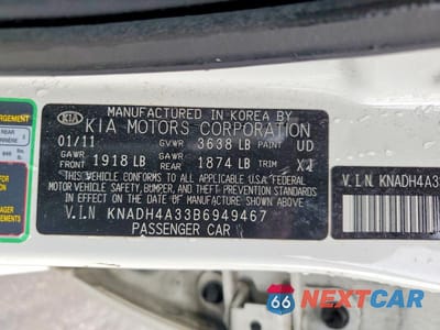 Zdjęcie 13 z 13 samochodu: 2011 KIA RIO LX VIN:KNADH4A33B6949467 - miniatura