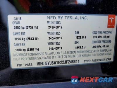 Zdjęcie 13 z 13 samochodu: 2018 TESLA MODEL S VIN:5YJSA1E22JF248811 - miniatura