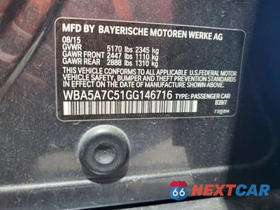 Zdjęcie 13 z 13 samochodu: 2016 BMW 528 XI VIN:WBA5A7C51GG146716 - miniatura