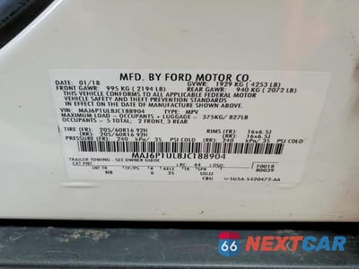 Zdjęcie 13 z 13 samochodu: 2018 FORD ECOSPORT SE VIN:MAJ6P1UL8JC188904 - miniatura