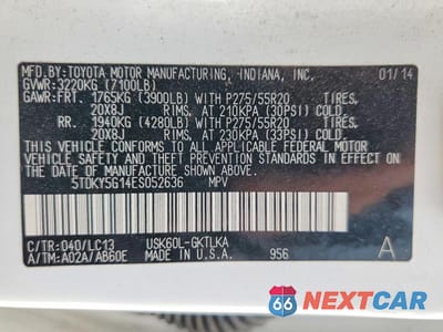 Zdjęcie 13 z 13 samochodu: 2014 TOYOTA SEQUOIA LIMITED VIN:5TDKY5G14ES052636 - miniatura