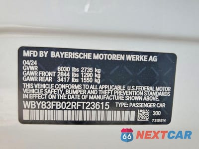 Zdjęcie 12 z 12 samochodu: 2024 BMW I4 XDRIVE 40 VIN:WBY83FB02RFT23615 - miniatura