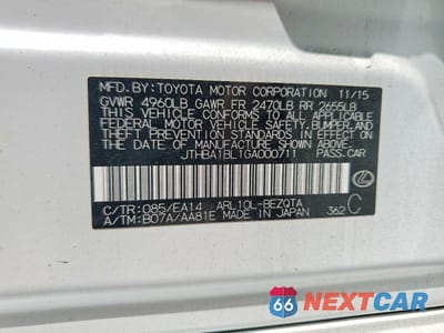 Zdjęcie 12 z 12 samochodu: 2016 LEXUS GS 200T BASE VIN:JTHBA1BL1GA000711 - miniatura