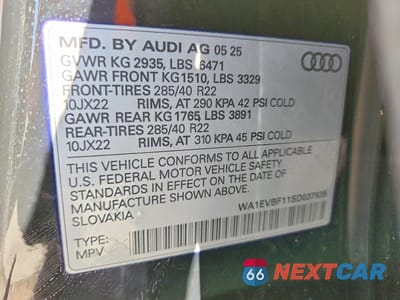 Zdjęcie 14 z 14 samochodu: 2025 AUDI Q8 PREMIUM PLUS S-LINE VIN:WA1EVBF11SD037535 - miniatura