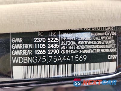 Zdjęcie 12 z 12 samochodu: 2005 MERCEDES-BENZ S 500 VIN:WDBNG75J75A441569 - miniatura