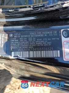 Zdjęcie 13 z 13 samochodu: 2005 BMW 645 CI AUTOMATIC VIN:WBAEK73415B326521 - miniatura