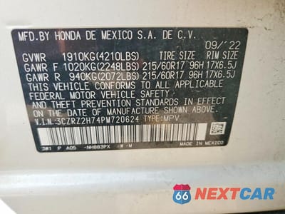 Zdjęcie 13 z 13 samochodu: 2023 HONDA HR-V EXL VIN:3CZRZ2H74PM720624 - miniatura