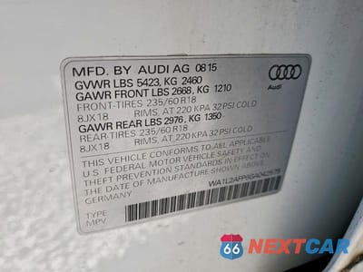 Zdjęcie 13 z 13 samochodu: 2016 AUDI Q5 PREMIUM PLUS VIN:WA1L2AFP6GA042575 - miniatura