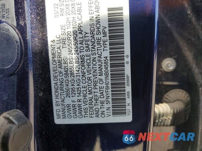 Zdjęcie 14 z 14 samochodu: 2022 HONDA PILOT ELITE VIN:5FNYF6H01NB045854 - miniatura