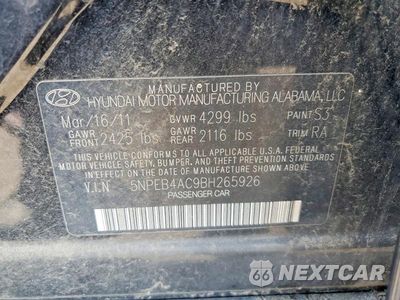 Zdjęcie 12 z 12 samochodu: 2011 HYUNDAI SONATA GLS VIN:5NPEB4AC9BH265926 - miniatura